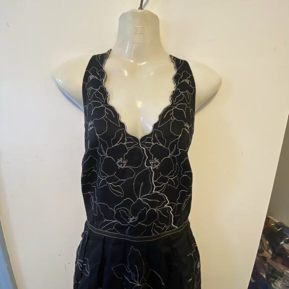 Ann Taylor SheathDress 14 BlackFloral Embroidery Linen Sleeveless Career Classic - Picture 7 of 8